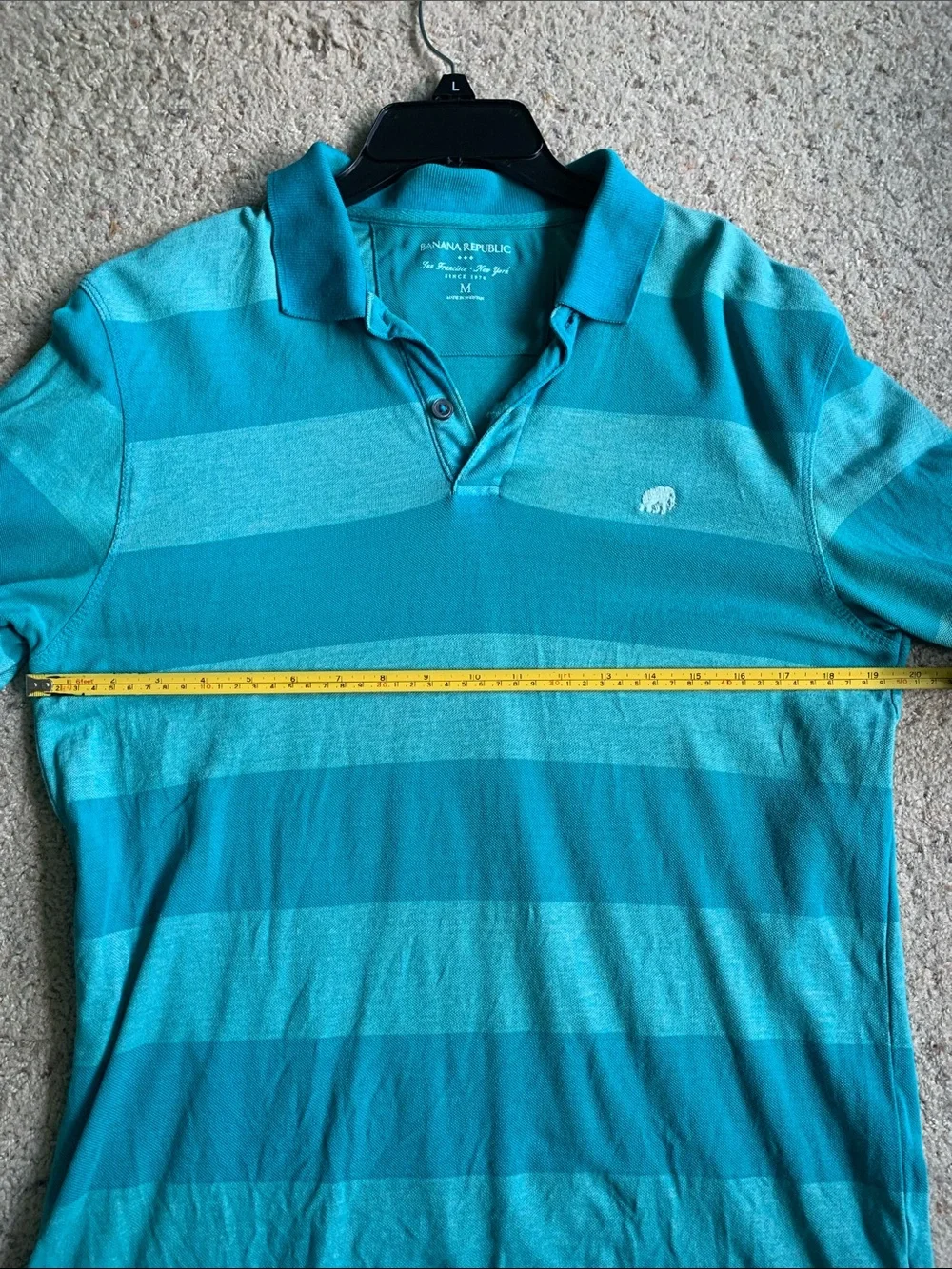 Banana Republic Men’s Striped Polo M Medium blue